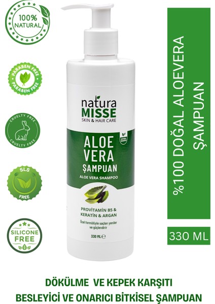 Aloe Vera Özlü Keratinli Doğal Şampuan 330 Ml (B5 İlaveli) Dökülmeye Karşı Güçlü Saçlar- Besleyici