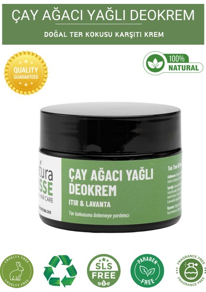 Doğal Koltuk Altı Kremi 50 ml (Çay Ağacı Yağlı Deokrem)