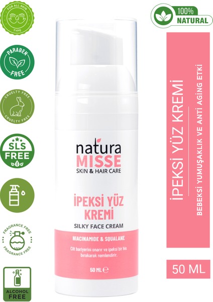 İpeksi Yüz Kremi 50 Ml Niacinamide Squalen Doğal Nemlendirici- Anti aging - Onarıcı