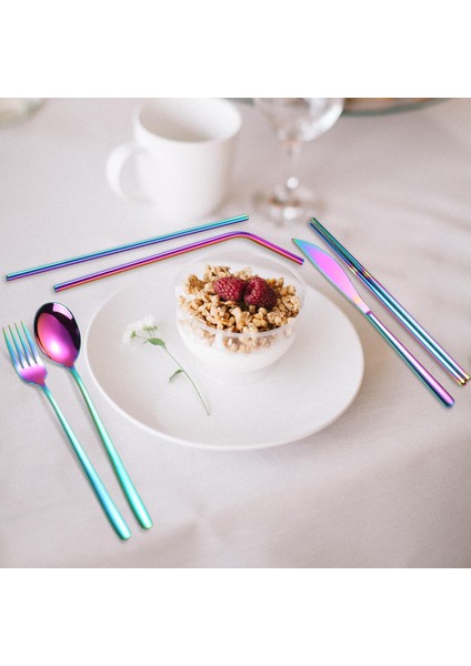 8 Parça Çantalı Yolculuk Çatal Bıçak Kaşık Pipet Chopstick Seti Kamp Okul Ofis Tatil Paslanmaz Çelik Renkli fırsatları