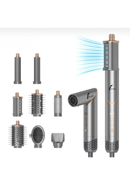 8 In 1 Hava Üflemeli Saç Düzleştirici Şekillendirici Compact Saç Kurutma Fön Makinesi Airwrap