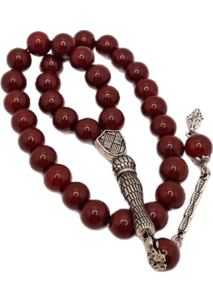 Bordo Renk Küre Kesim Cam Tesbih modelleri