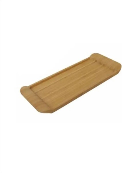 Bambu Sunum Tepsi 35X15X2,5CM Dikdörtgen Uzun Dekoratif Sağlam Hediyelik Modern Şık 1 Adet