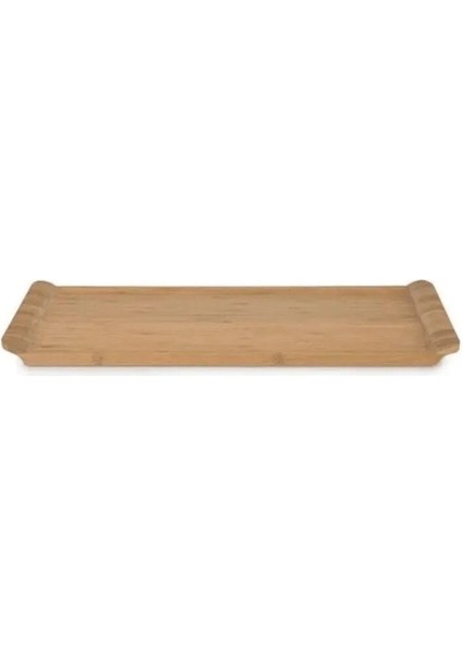 Bambu Sunum Tepsi 35X15X2,5CM Dikdörtgen Uzun Dekoratif Sağlam Hediyelik Modern Şık 1 Adet