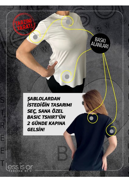 Om/Ohm Sembollü Lazer Kesim Siyah Basic Tshirt