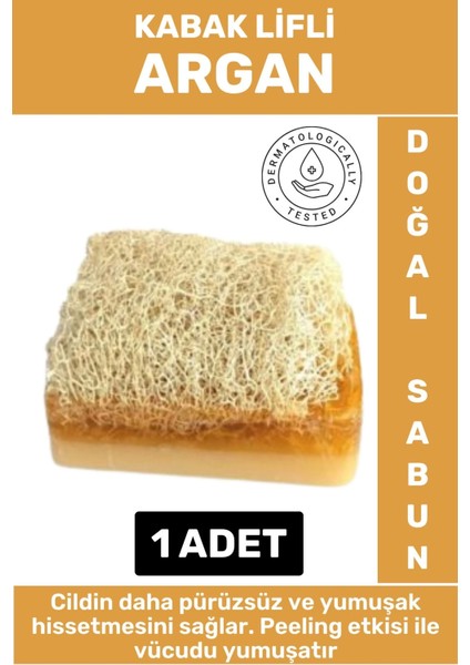 Özel Üretim Masaj Etkili Nemlendirici Kuruluk Giderici Doğal Kabak Lifli Argan Sabunu 1 Adet