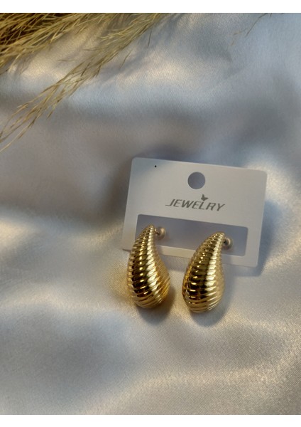 Gold Çizgili Küpe