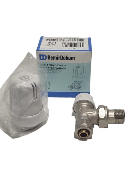 (2'li Paket) Dd-Tp1 Köşe Pex Termostatik Radyatör Vanası - Thermostatic Radiator Valve