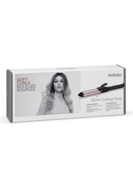 Babyliss Seramik plaka, 180°C, 32 mm çaplı saç maşası, siyah renkli kullanışlı ürün
