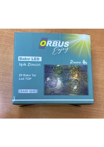 20 Li Metal Top LED 2mt Sarı Işık Usb'li Yılbaşı Süsü