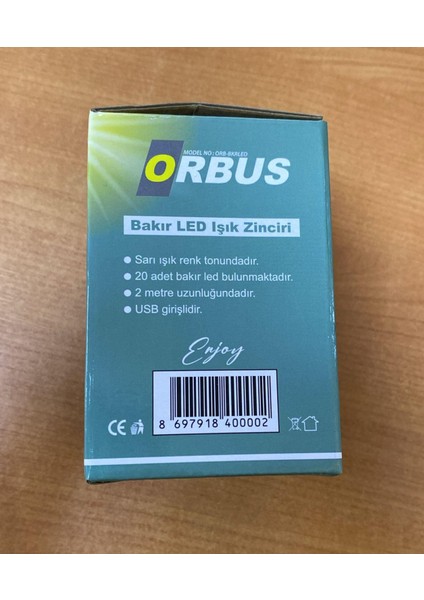 20 Li Metal Top LED 2mt Sarı Işık Usb'li Yılbaşı Süsü