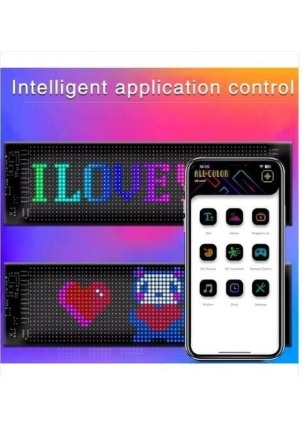 Pixel LED Panel 16X96 Dijital Ekran Yazı ve Animasyon Bantlı Bluetooth