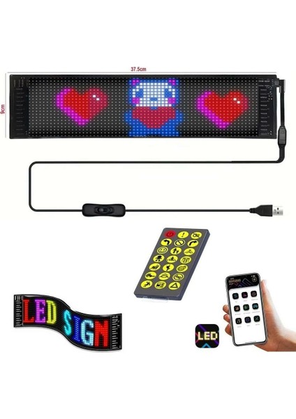 Pixel LED Panel 16X96 Dijital Ekran Yazı ve Animasyon Bantlı Bluetooth
