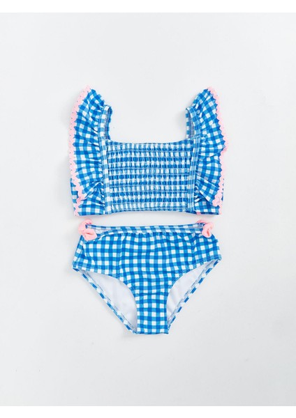 Lcw Kids Kare Yaka Ekose Kız Çocuk Bikini