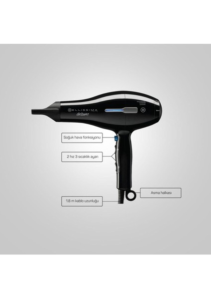 AR5004 Bellissima Ac 2200W Profesyonel Saç Kurutma ve Fön Makinesi - Siyah