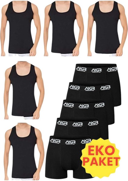 Erkek 10'lu Atlet ve Boxer Takımı Ekonomik Paket Atlet ve Boxer Set 5 Atlet 5 Boxer