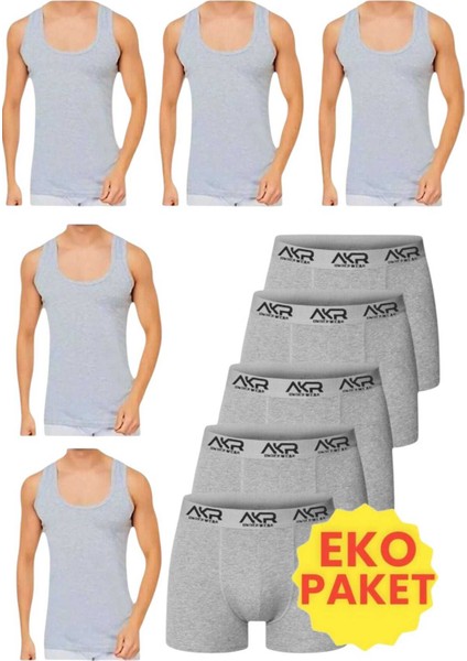 Erkek 10'lu Atlet ve Boxer Takımı Ekonomik Paket Atlet ve Boxer Set 5 Atlet 5 Boxer