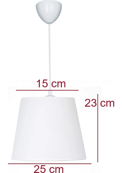 Konik Beyaz Kumaş Kaplama 15 x 25 Yatak Odası Oturma Odası Genç ve Çocuk Odası Avize ve Abajur Seti