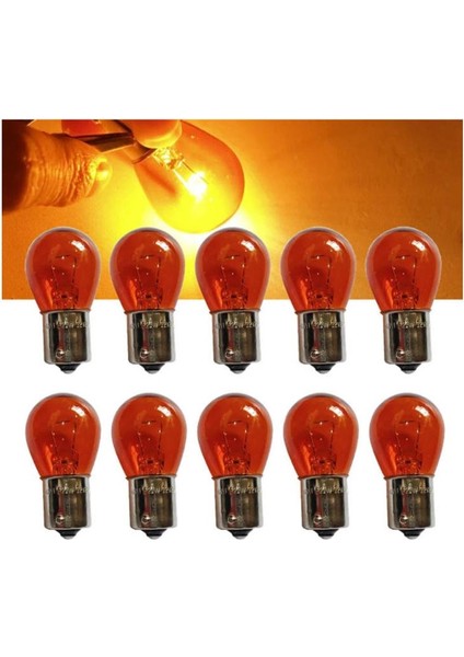 10 Adet 12V PY21W 93 Tek Duy Düz Tırnak Ampul BA15S Turuncu