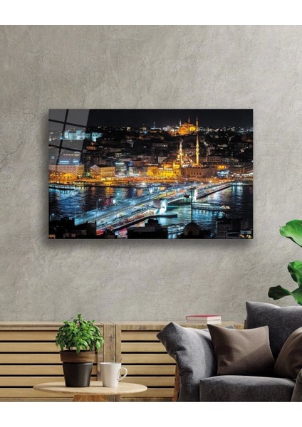 Istanbul Gece Manzarası 4mm Dayanıklı Cam Tablo Temperli Cam