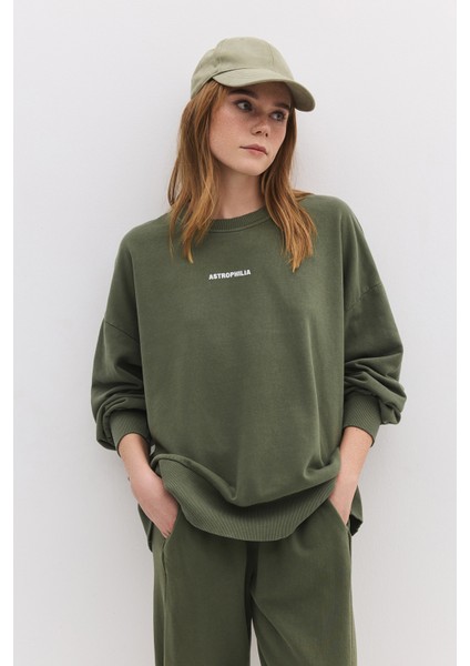 Soluk Efektli Sloganlı Sweatshirt