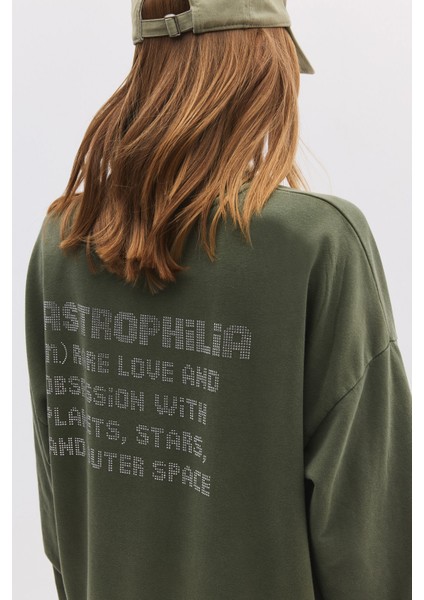 Soluk Efektli Sloganlı Sweatshirt