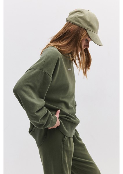 Soluk Efektli Sloganlı Sweatshirt
