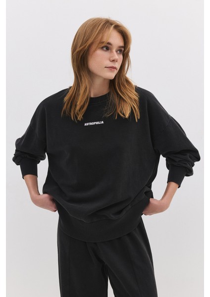 Soluk Efektli Sloganlı Sweatshirt