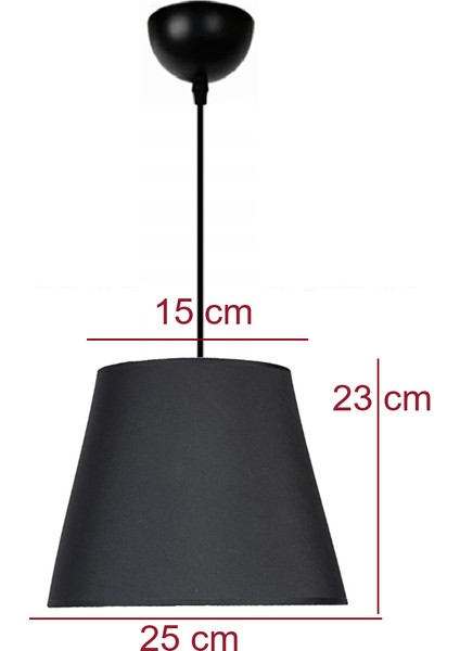 Konik Siyah Kumaş Kaplama 15 x 25 Yatak Odası Oturma Odası Genç ve Çocuk Odası Avize ve Abajur Seti