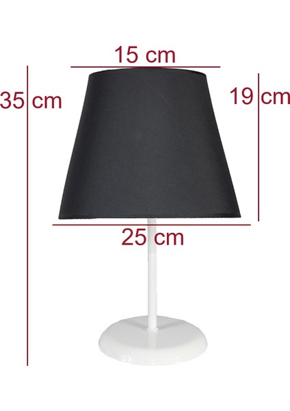 Konik Siyah Kumaş Kaplama 15 x 25 Yatak Odası Oturma Odası Genç ve Çocuk Odası Avize ve Abajur Seti