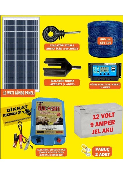 Elektrikli Çit Seti Domuz ve Ayı İçin 500 mt Lik Ekonomik Paket