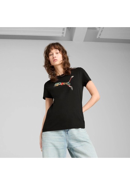 Graphics Floral Cat Logo Tee Kadın Spor Tişört 68508101