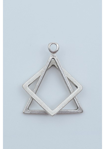 Üçgen Kare Geometrik Kolye Ucu - Antik Gümüş Kaplama - Kod:119