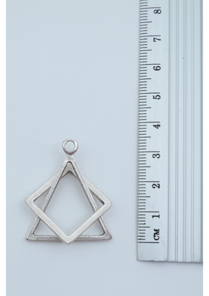 Üçgen Kare Geometrik Kolye Ucu - Antik Gümüş Kaplama - Kod:119 modelleri