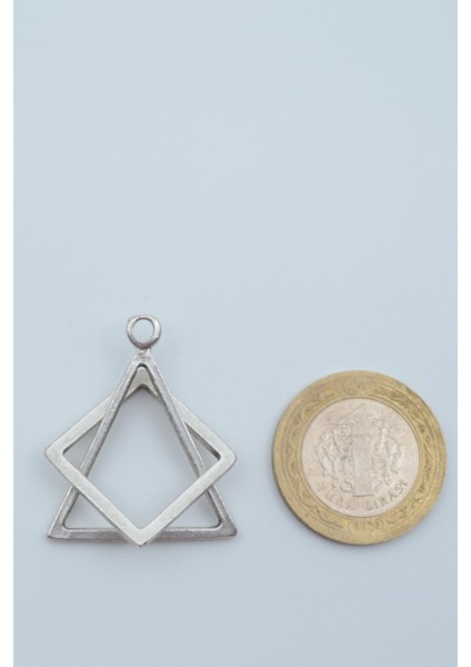 Üçgen Kare Geometrik Kolye Ucu - Antik Gümüş Kaplama - Kod:119 fırsatları