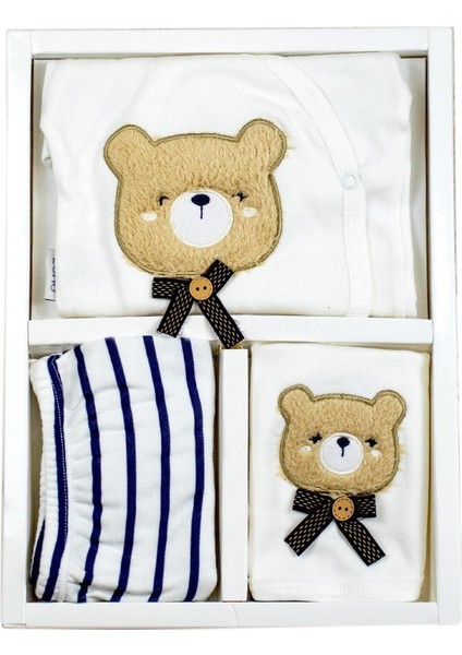 Erkek Bebek Ayıcık Lüks 5 Li Hastane Çıkışı Yenidoğan Seti