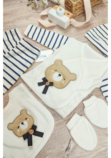 Erkek Bebek Ayıcık Lüks 5 Li Hastane Çıkışı Yenidoğan Seti modelleri