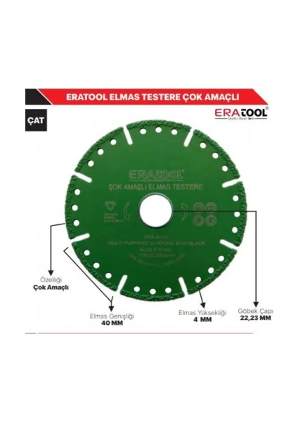 Çok Amaçlı Elmas Daire Testere 115X22,23X4MM Yeşil