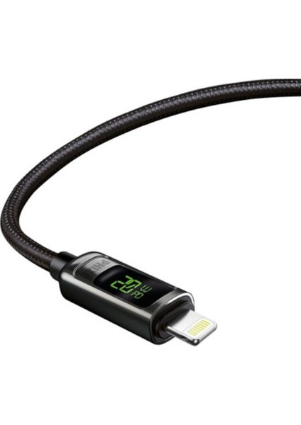 20W LCD Ekranlı Hasır Örgü ve Güçlendirilmiş Metal Başlıklı Type-C To Lightning Hızlı Şarj ve Data Kablo - Phixi Ultimate UPD4160L