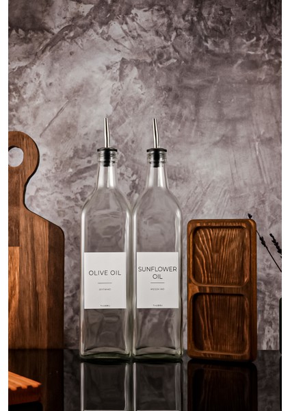 1litre Ahşap Stantlı Şeffaf White Serisi Zeytinyağı Şişesi Ayçiçek Yağı Şişesi Set indirimleri