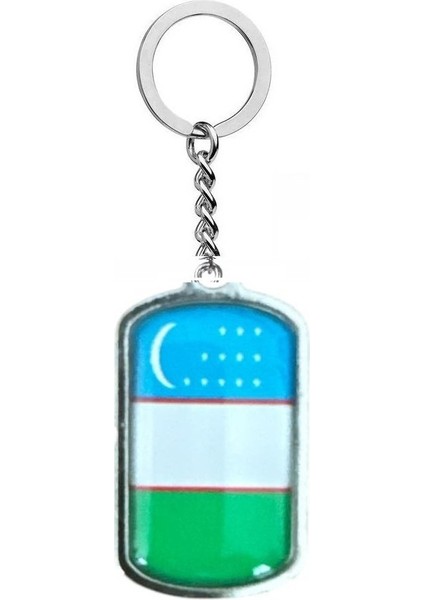 Özbekistan Uzbekistan Bayrağı Metal Anahtarlık