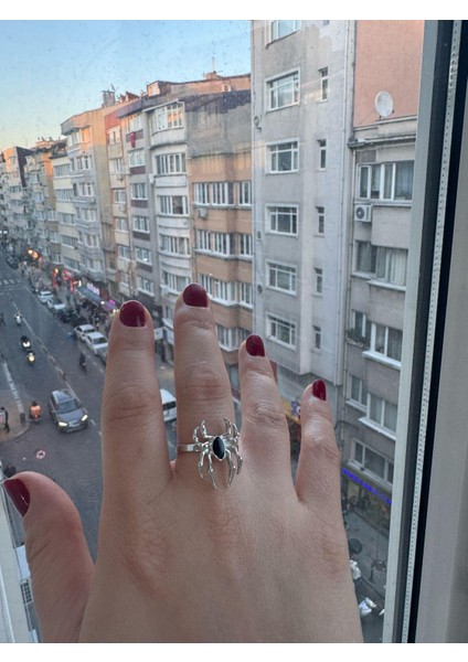 Örümcek Gotik Kız Tarz Siyah Black Dark Ayarlanabilir Yüzük 925 Ayar Gümüş Kaplama fiyatları