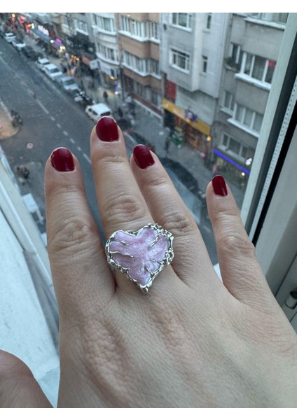 Pembe Kalp Gotik Ayarlanabilir Şık 925 Ayar Yüzük fiyatları