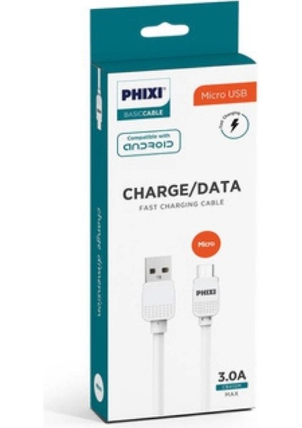 100 cm Micro USB Şarj ve Data Kablosu – Dayanıklı ve Hızlı Bağlantı Çözümü - Phixi CB410M Basic