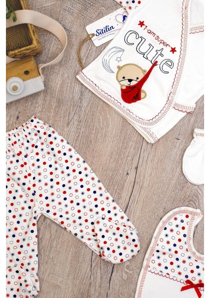 Kız Erkek Bebek Kırmızı Salıncaklı Ayı 5 Li Hastane Çıkışı Yenidoğan Seti STL6205 fiyatları