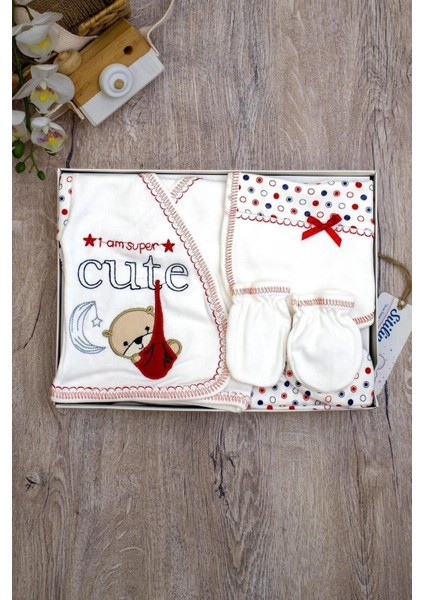 Kız Erkek Bebek Kırmızı Salıncaklı Ayı 5 Li Hastane Çıkışı Yenidoğan Seti STL6205 modelleri