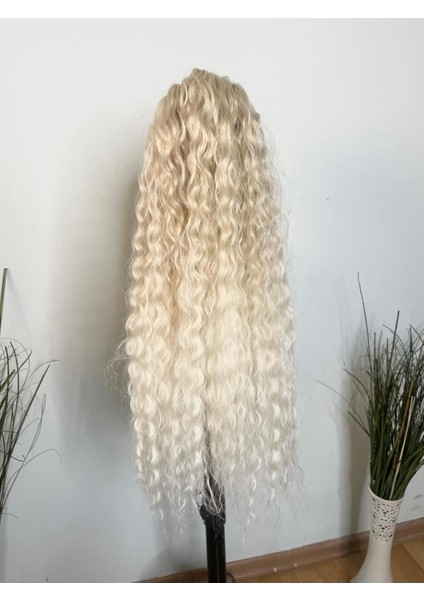 Rus Afro Dalgası Lastikli At Kuyruğu Saç Tokası - Bal Köpüğü & Platin Ombreli modelleri