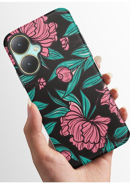 Y27 Kılıfı Hd Kalite Baskılı Parlak Silikon Kapak - Blackfloral