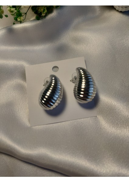 Silver Çizgi Detaylı Bubble Küpe modelleri