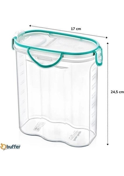Kilitli Kapaklı Contalı Hava,su Sıvı Geçirmez 2,4 Litre Erzak Saklama KABI-SA590